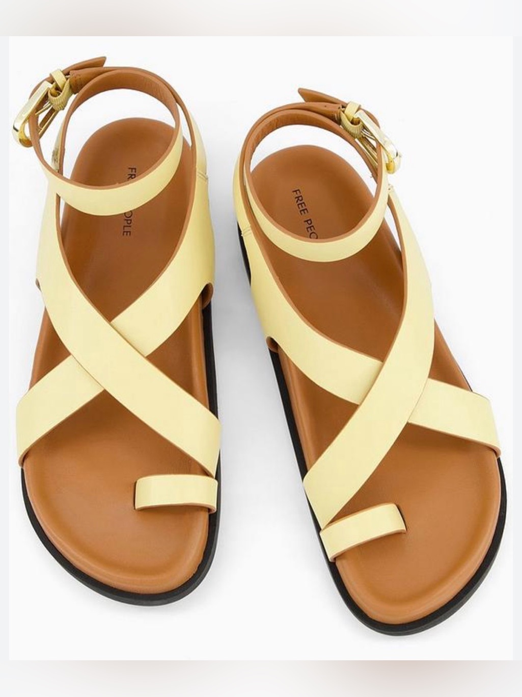 Free People Anya Crisscross Ankle-Strap Sandals In Sun Butter Yellow Nwot 7